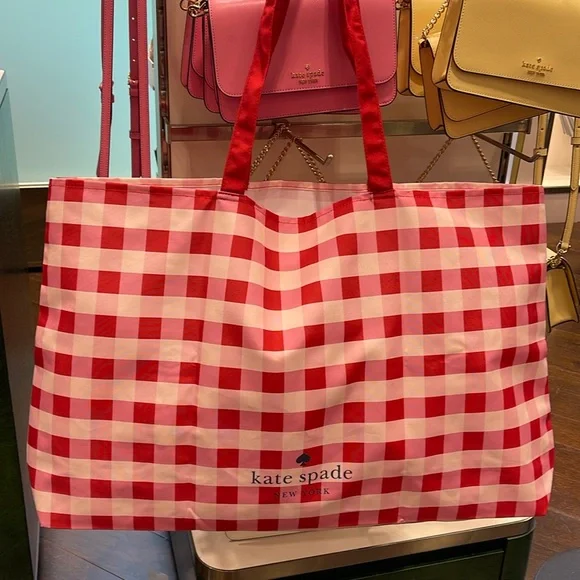 kate spade Bags Kate Spade Gingham Canvas Tote Xl Reusable